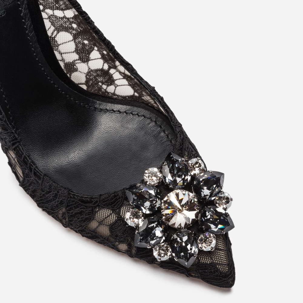 Dolce & Gabbana Black Lace rainbow pumps with brooch detailing - Size IT 36/US6 - Picture 3 of 8